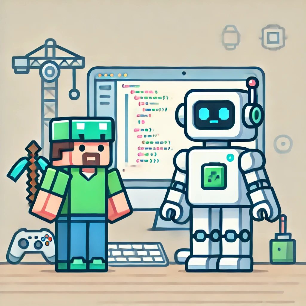 Student with robot