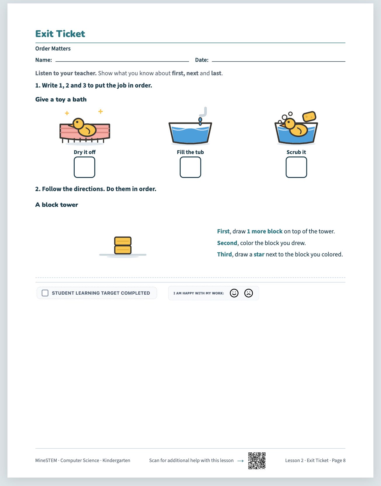 Assess student understanding: a page from the book