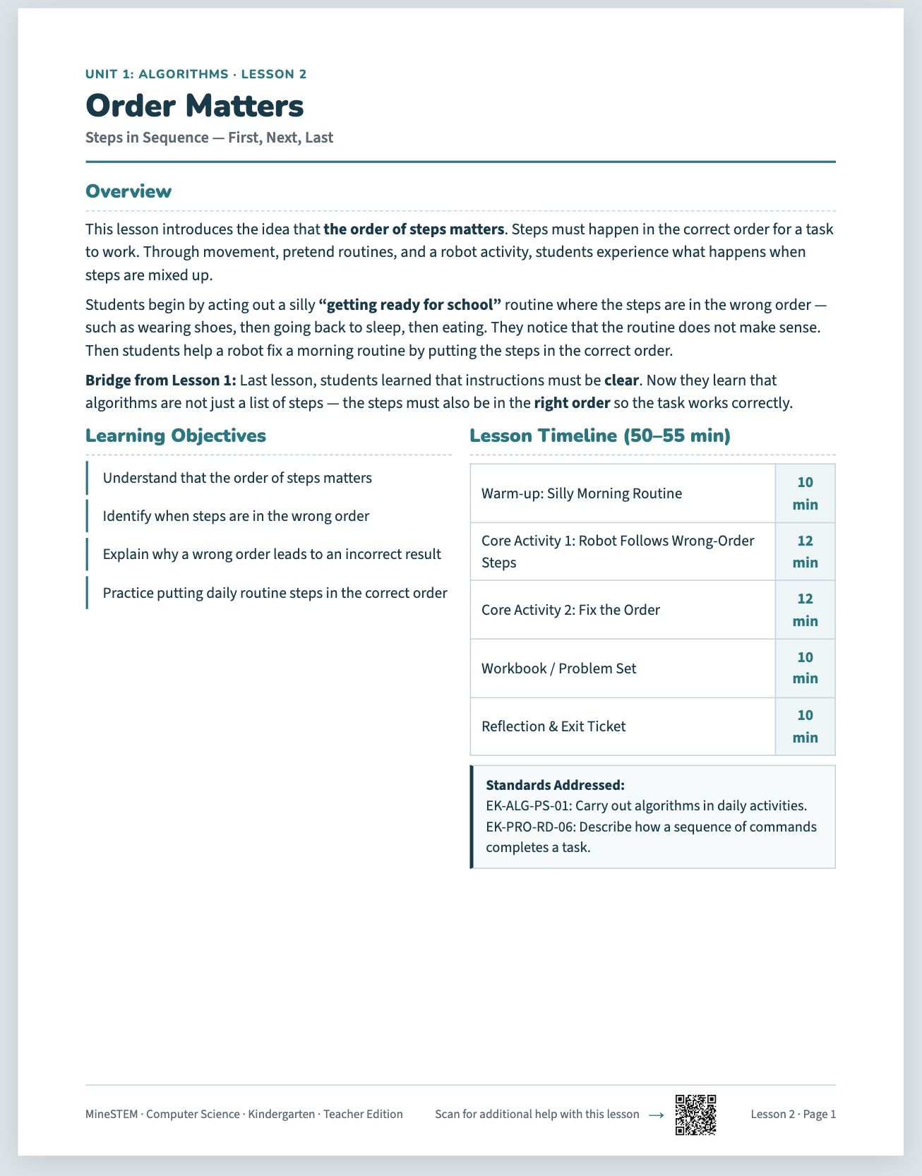 The same seven-part lesson, every time: a page from the book